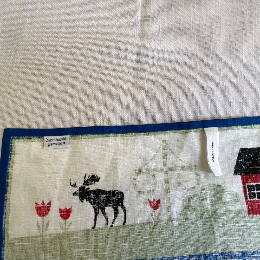 NEW Tea Kitchen Towel Scandinavian Design Linen/Cotton 18”x24”NWOT